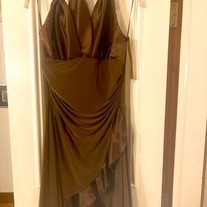 Ballroom Rhythm Dress, Brown Crepe & Satin, Size 46